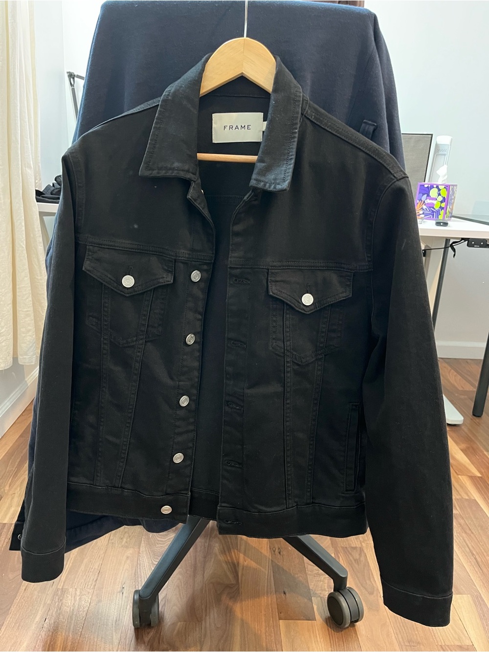 Frame Denim Black Classic Truckers Jacket Size M